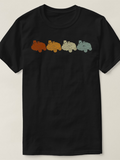 Men's T-Shirt Colorful Silhouettes Marching In A Row Four Hippopotamus