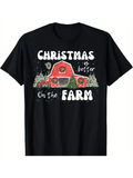 Men's T-Shirt Christmas Is Better On The Farm Red Barn Pine Trees Snow