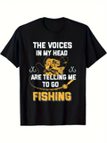 Men's T-Shirt The Voices In My Head With Fishing Rods Splashing Water Over Lively Fish