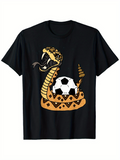 Men's T-Shirt Coiled Rattlesnake With Geometric Patterns And Soccer Ball