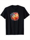 Men's T-Shirt Splattered Fiery Colors Circling An Abstract Basketball