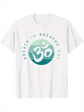 Men's T-Shirt Breathe In Breathe Out Serene Blue Green Mandala Om Symbol
