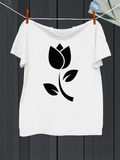 Men's T-Shirt Simple Minimalist Black Flower With Gentle Curved Leaves Design Rose