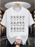 Men's T-Shirt Funny Dance Stick Figures With Playful Gestures Expressive Cartoon Characters
