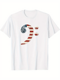 Men's T-Shirt American Flag Patterned Bass Clef Symbol Music Note
