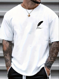 Men's T-Shirt Handwritten Black Feather With Minimalist Ink Detail Feather