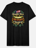 Men's T-Shirt Puerto Rico With Flag And Colorful Lettering My Story Begins