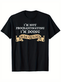 Men's T-Shirt Im Not Procrastinating Im Doing Side Quests Vintage Scroll Banner With Playful Typography T Shirt