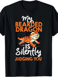 Men's T-Shirt My Bearded Dragon Is Silently Judging You With Orange Black Reptile Illustration