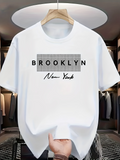 Men's T-Shirt Minimalist Grid With Urban Lettering Centered Brooklyn New York