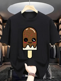 Men's T-Shirt Smiling Chocolate Popsicle With Cute Cartoon Style Face