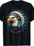 Men's T-Shirt Majestic Bald Eagle With Colorful Feathers And Tribal Headdress
