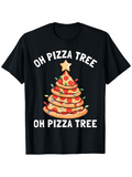 Men's T-Shirt Oh Pizza Tree With Festive Decorations Christmas Shaped Pizza Tree