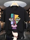 Men's T-Shirt Geometric Abstract Art With Colorful Angular Blocks Human Face