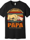 Men's T-Shirt Being A Dad Is An Honor Retro Sunset With Fist Bump Vintage Papa