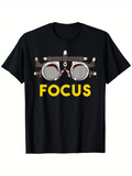 Men's T-Shirt Focus Bright Yellow Letters With Vintage Industrial Eye Glasses