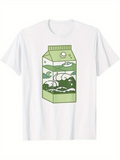 Men's T-Shirt Nature Waves With Rolling Clouds In Green Milk Carton