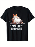 Men's T-Shirt Mega Chonker Surrounded By Small Fish And Chubby Cat