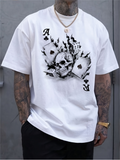 Men's T-Shirt Burning Playing Cards With Skull Surrounded By Black Smoke Flames