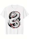 Men's T-Shirt Vibrant Fiery Red Energy Surrounding Mythical Coiling Dragon