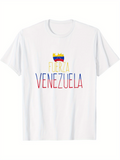 Men's T-Shirt Lettering With Multicolored Large Capitals Above Flag Symbol Venezuela