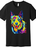 Men's T-Shirt Vibrant Multicolored Brushstrokes Forming A Playful Smiling Dog Portrait