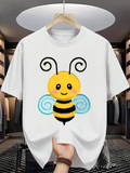Men's T-Shirt Whimsical Smiling Cartoon Bee With Blue Swirling Wings And Antennae Bee