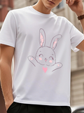 Men's T-Shirt Bright Pastel Eared Playful Bunny With Blush Cheeks Illustration Rabbit