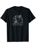 Men's T-Shirt Minimalist Palm Tree And Sailboat At Sunset Beach