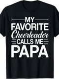 Men's T-Shirt My Favorite Cheerleader Calls Me Papa Bold Statement Black T Shirt