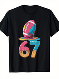Men's T-Shirt Colorful Melted Pattern Number With Football