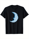 Men's T-Shirt Glowing Night Sky With Gentle Blue Crescent Moon