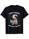 Men's T-Shirt Party Animal With Colorful Confetti And Neon Decorative Dancing Skunk
