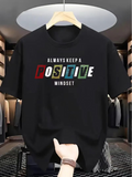 Men's T-Shirt Always Keep A Positive Mindset Colorful Block Letters On Black Shirt