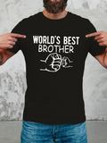 Men's T-Shirt Worlds Best Brother Bold Letters And Fist Bump Drawing On Black Shirt