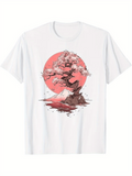 Men's T-Shirt Pink Blossom Tree With Floating Petals In Front Of Mountain