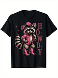 Men's T-Shirt Howdy Cute Raccoon Dressed In Pink Cowboy Outfit With Sparkling Stars