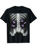 Men's T-Shirt Radiant Purple Butterflies With Dark X Ray Ribcage Under Light
