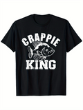 Men's T-Shirt Crappie King Vintage Bold Letters With Large Detailed Fish Illustration