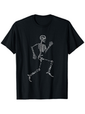 Men's T-Shirt Skeleton Bones In Motion On A Running Dark Shirt