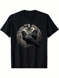 Men's T-Shirt Intricate Norse Style Circle With Detailed Twin Ravens Design