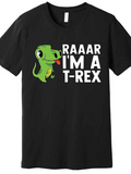 Men's T-Shirt Raaarr With Green Cartoon Dinosaur Under Playful White Letters Trex