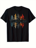 Men's T-Shirt Colorful Reflections Of Pine Trees On Still Lake Forest