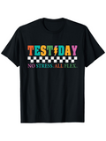 Men's T-Shirt Test Day No Stress All Flex With Bold Colors And Checkered Pattern On T Shirt