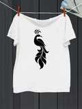 Men's T-Shirt Abstract Flowing Feathers In Bold Black Silhouette Majestic Peacock