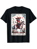 Men's T-Shirt Howdy Valentine Playful Raccoon With Arrows Riding Horse Surrounded By Hearts
