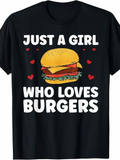 Men's T-Shirt Just A Girl Surrounded By Red Hearts Loving A Juicy Burger