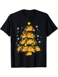 Men's T-Shirt Festive Holiday With Snowflakes And Tree Shaped Tacos Christmas Tree