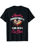 Men's T-Shirt Never Underestimate A Girl With A Cue Stick Cartoon Pool Balls Heart Table