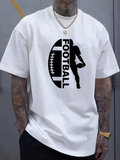 Men's T-Shirt Football Text Silhouette With Black Graphic Grunge Effect On White Shirt Football